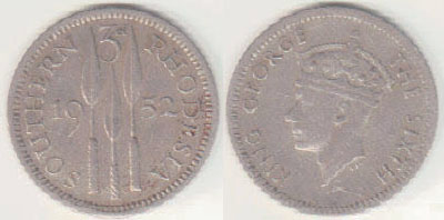 1952 Southern Rhodesia Threepence A000175